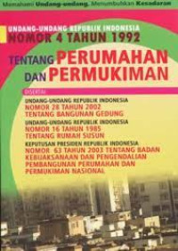 Image of Undang-undang Republik Indonesia nomor 4 tahun 1992 tentang perumahan dan permukiman